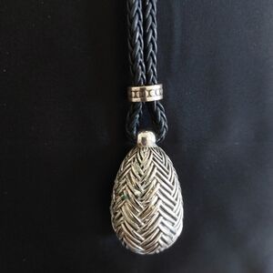 Brighton Silver Pendant Necklace with Black Cord